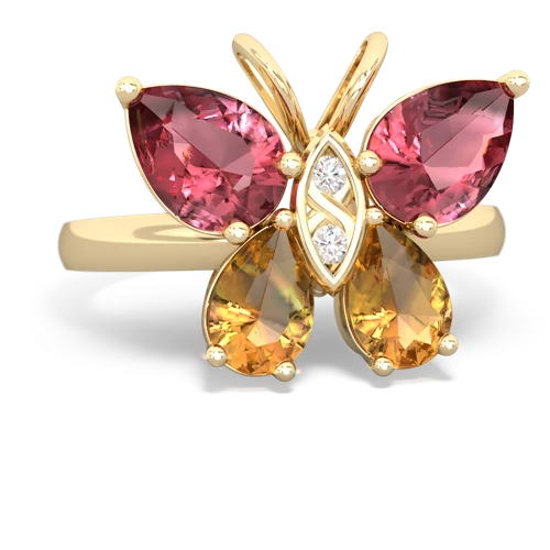 tourmaline-citrine butterfly ring