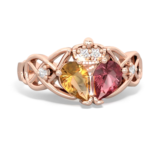 tourmaline-citrine claddagh ring