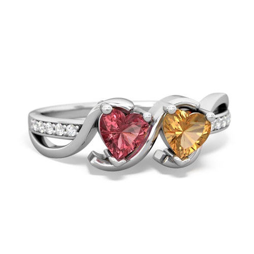 tourmaline-citrine double heart ring