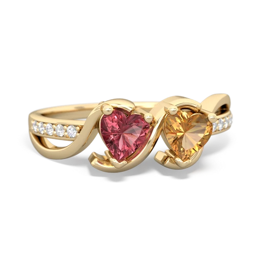 tourmaline-citrine double heart ring