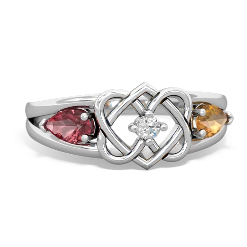 tourmaline-citrine double heart ring