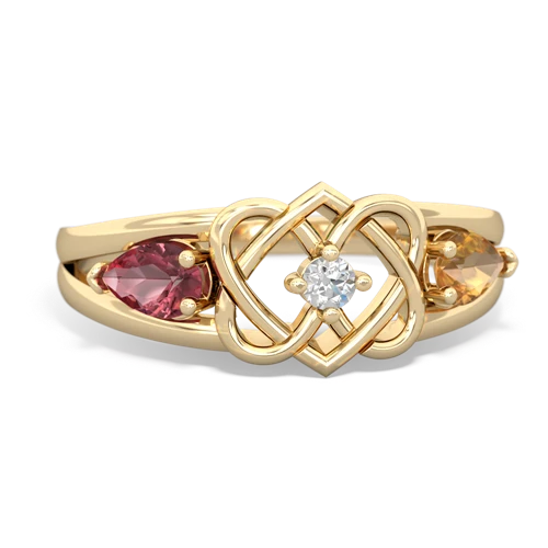 tourmaline-citrine double heart ring