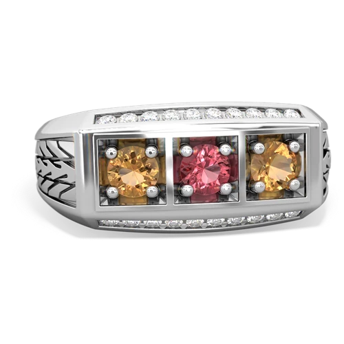 tourmaline-citrine three stone ring