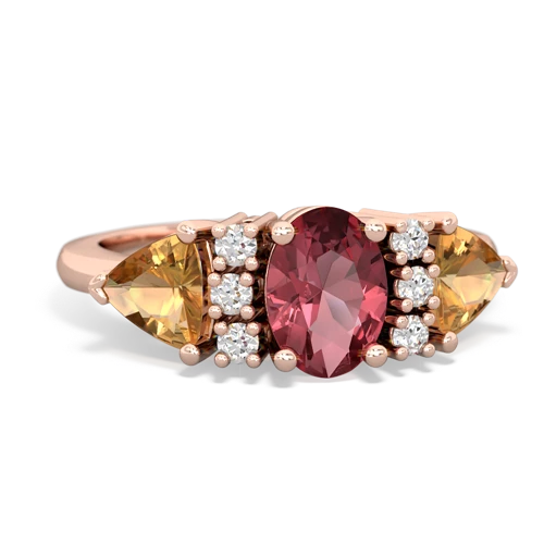 Pink Tourmaline Genuine Pink Tourmaline with Genuine Citrine and Genuine Opal Antique Style Three Stone ring Ring