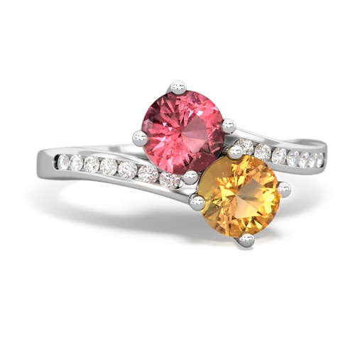 tourmaline-citrine two stone channel ring