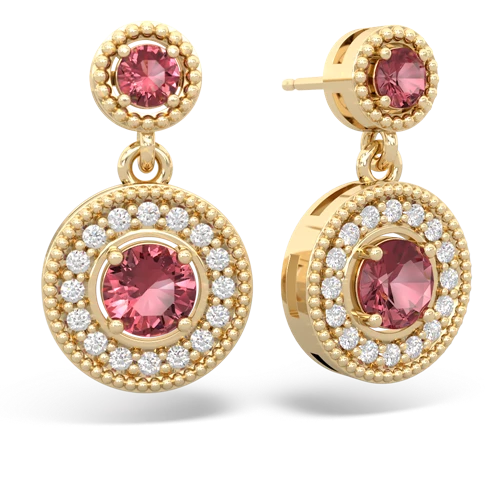 Pink Tourmaline Halo Dangle Genuine Pink Tourmaline earrings Earrings