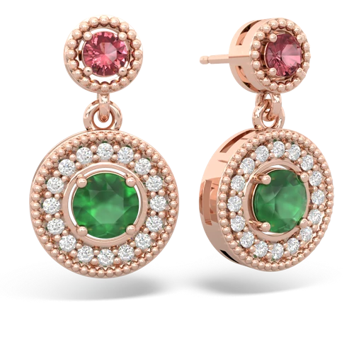tourmaline-emerald halo earrings