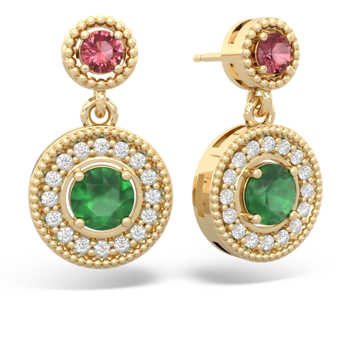 tourmaline-emerald halo earrings