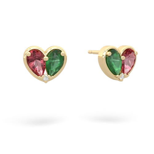 tourmaline-emerald one heart earrings