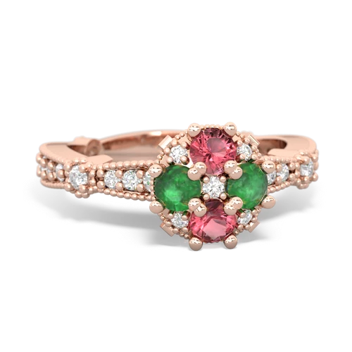tourmaline-emerald art deco engagement ring