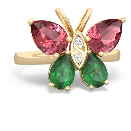 tourmaline-emerald butterfly ring