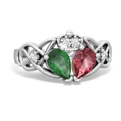 tourmaline-emerald claddagh ring