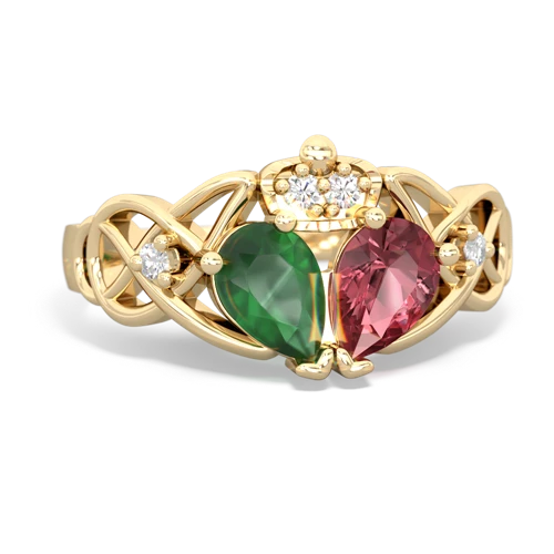 tourmaline-emerald claddagh ring