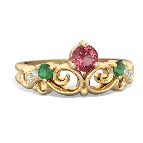 Pink Tourmaline Genuine Pink Tourmaline with Genuine Emerald and Genuine Fire Opal Crown Keepsake ring Ring