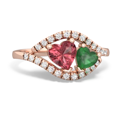 tourmaline-emerald mother child ring