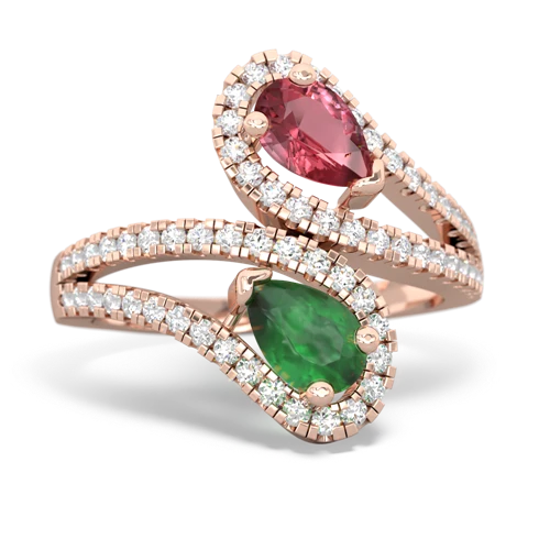 tourmaline-emerald pave swirls ring