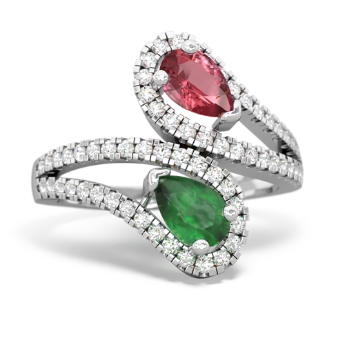 tourmaline-emerald pave swirls ring