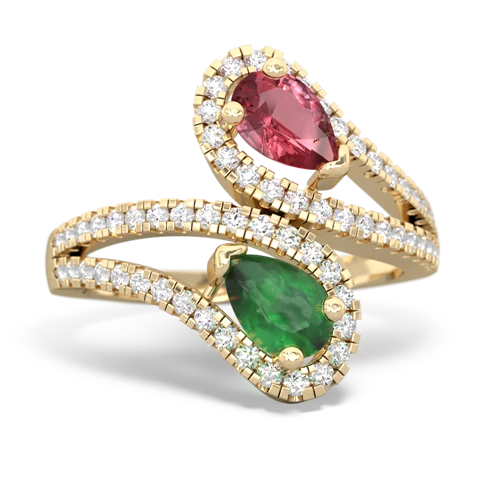 tourmaline-emerald pave swirls ring