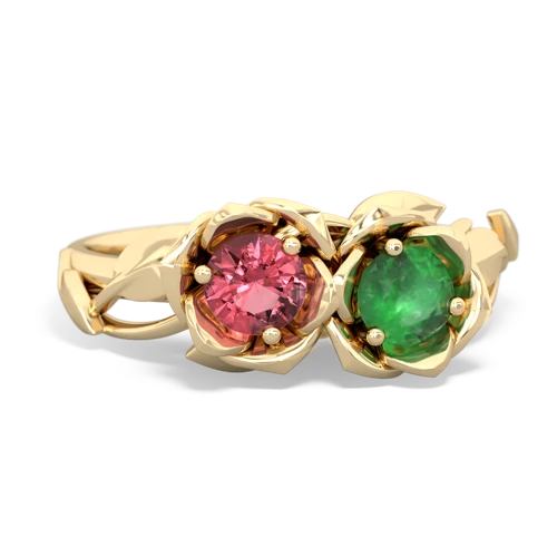 tourmaline-emerald roses ring