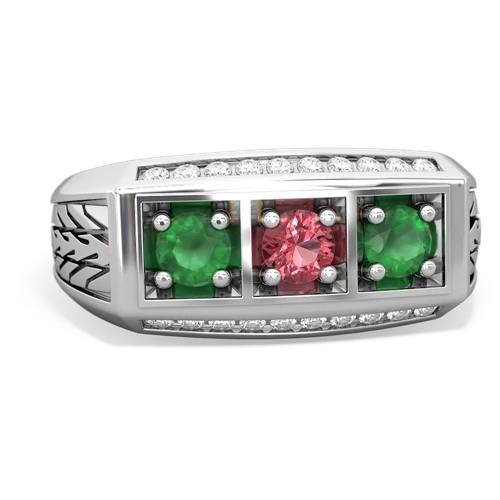 tourmaline-emerald three stone ring