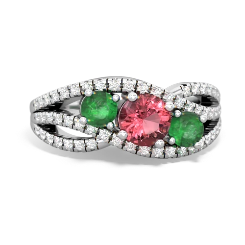 tourmaline-emerald three stone pave ring