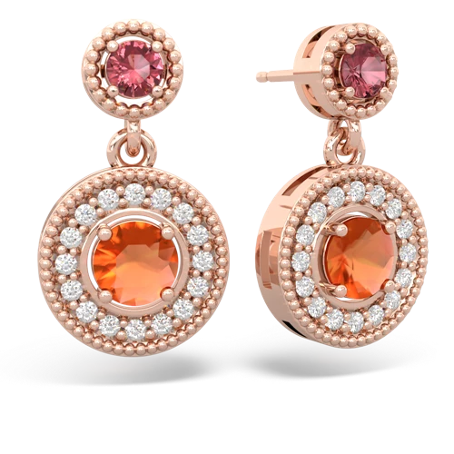 tourmaline-fire opal halo earrings