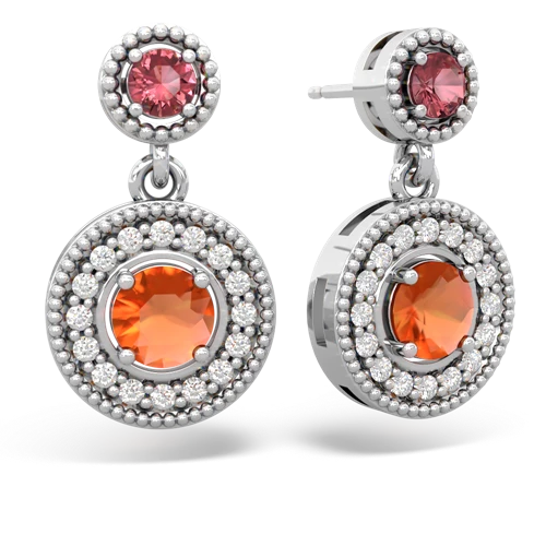 tourmaline-fire opal halo earrings