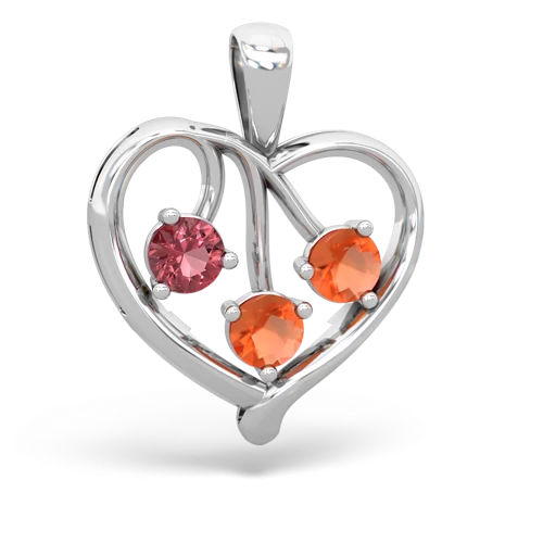 Pink Tourmaline Genuine Pink Tourmaline with Genuine Fire Opal and Genuine Smoky Quartz Glowing Heart pendant Pendant