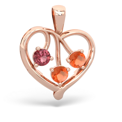 tourmaline-fire opal love heart pendant