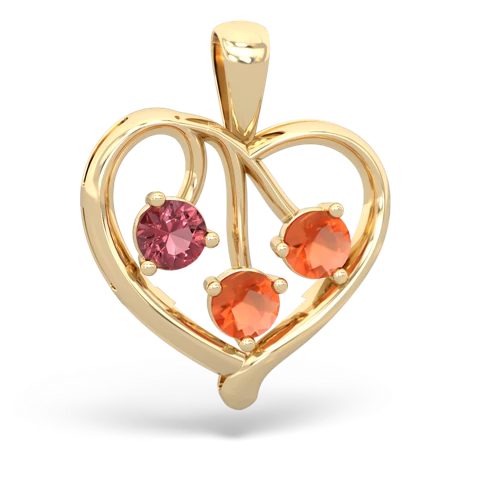 tourmaline-fire opal love heart pendant