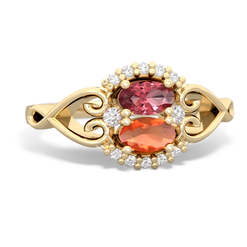 Pink Tourmaline Genuine Pink Tourmaline with Genuine Fire Opal Love Nest ring Ring