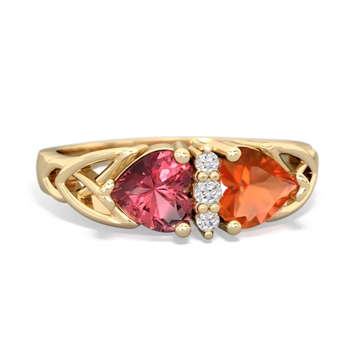 Pink Tourmaline Genuine Pink Tourmaline with Genuine Fire Opal Celtic Trinity Knot ring Ring