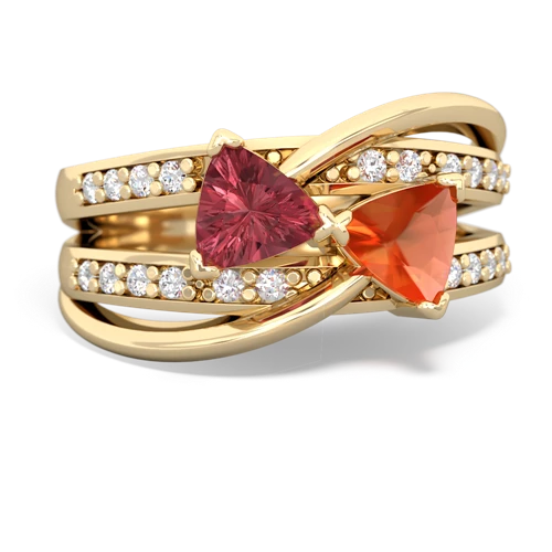 Pink Tourmaline Genuine Pink Tourmaline with Genuine Fire Opal Bowtie ring Ring