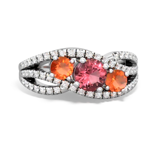 tourmaline-fire opal three stone pave ring