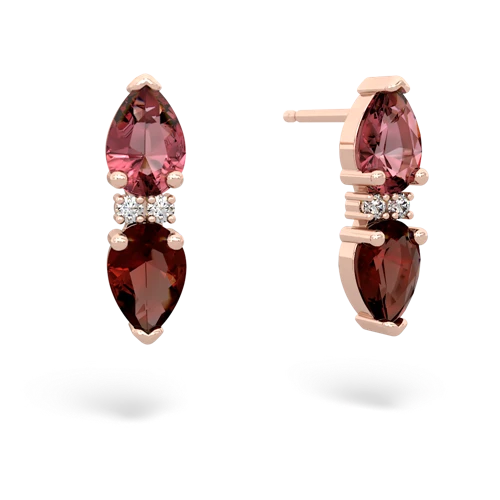 tourmaline-garnet bowtie earrings