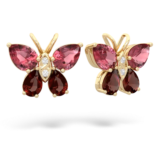 tourmaline-garnet butterfly earrings