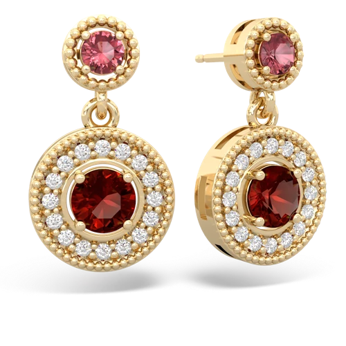 tourmaline-garnet halo earrings