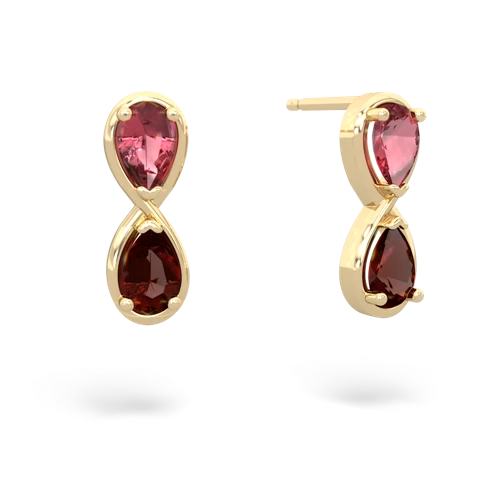 tourmaline-garnet infinity earrings