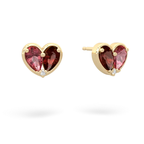 tourmaline-garnet one heart earrings