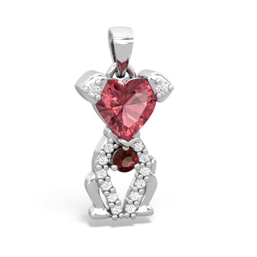 tourmaline-garnet birthstone puppy pendant