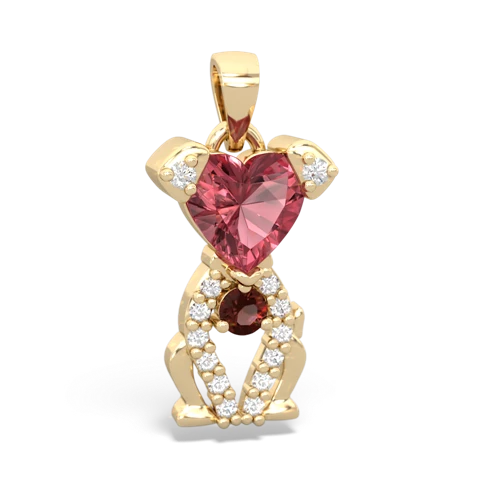 tourmaline-garnet birthstone puppy pendant