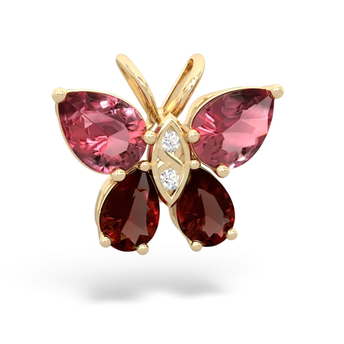 tourmaline-garnet butterfly pendant