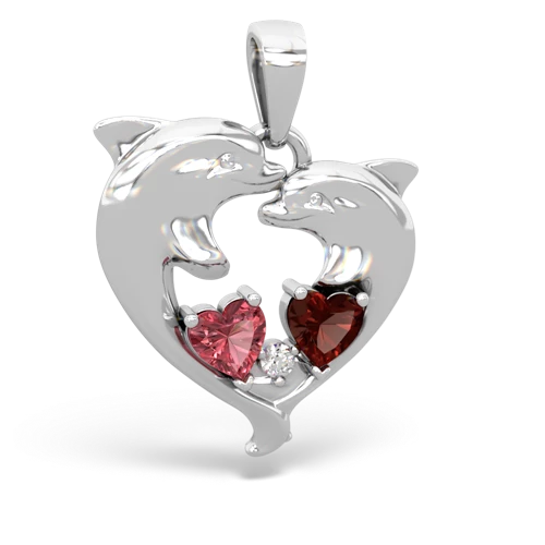 tourmaline-garnet dolphins pendant