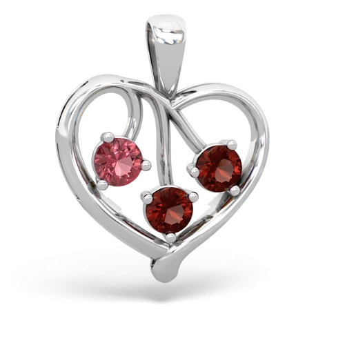 Pink Tourmaline Genuine Pink Tourmaline with Genuine Garnet and Genuine Black Onyx Glowing Heart pendant Pendant