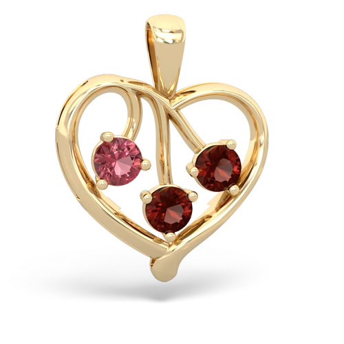 tourmaline-garnet love heart pendant