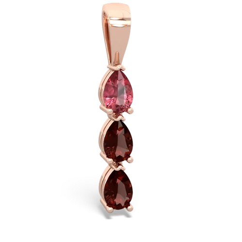 tourmaline-garnet three stone pendant