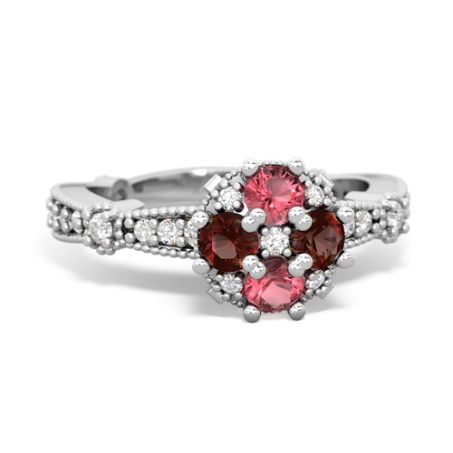 tourmaline-garnet art deco engagement ring
