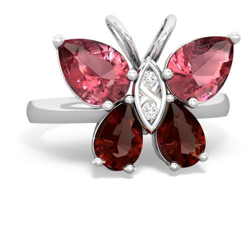 tourmaline-garnet butterfly ring