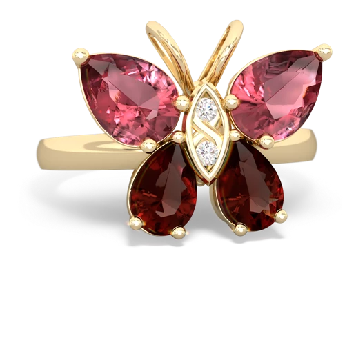 tourmaline-garnet butterfly ring