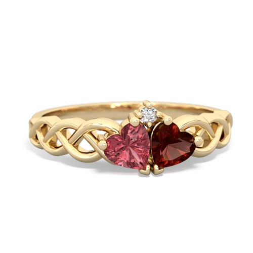 tourmaline-garnet celtic braid ring